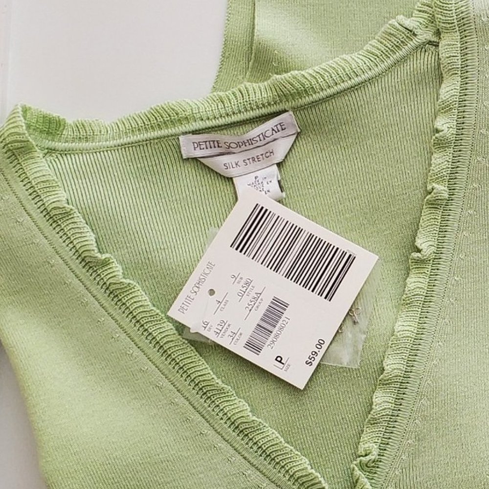 Petite Sophisticate Silk Stretch Cardigan & Shell Set | NWT | P | Light Green - Picture 7 of 16